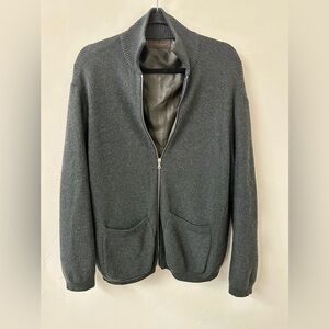 Narciso Rodriguez Charcoal Gray Zip Front Wool Cardigan